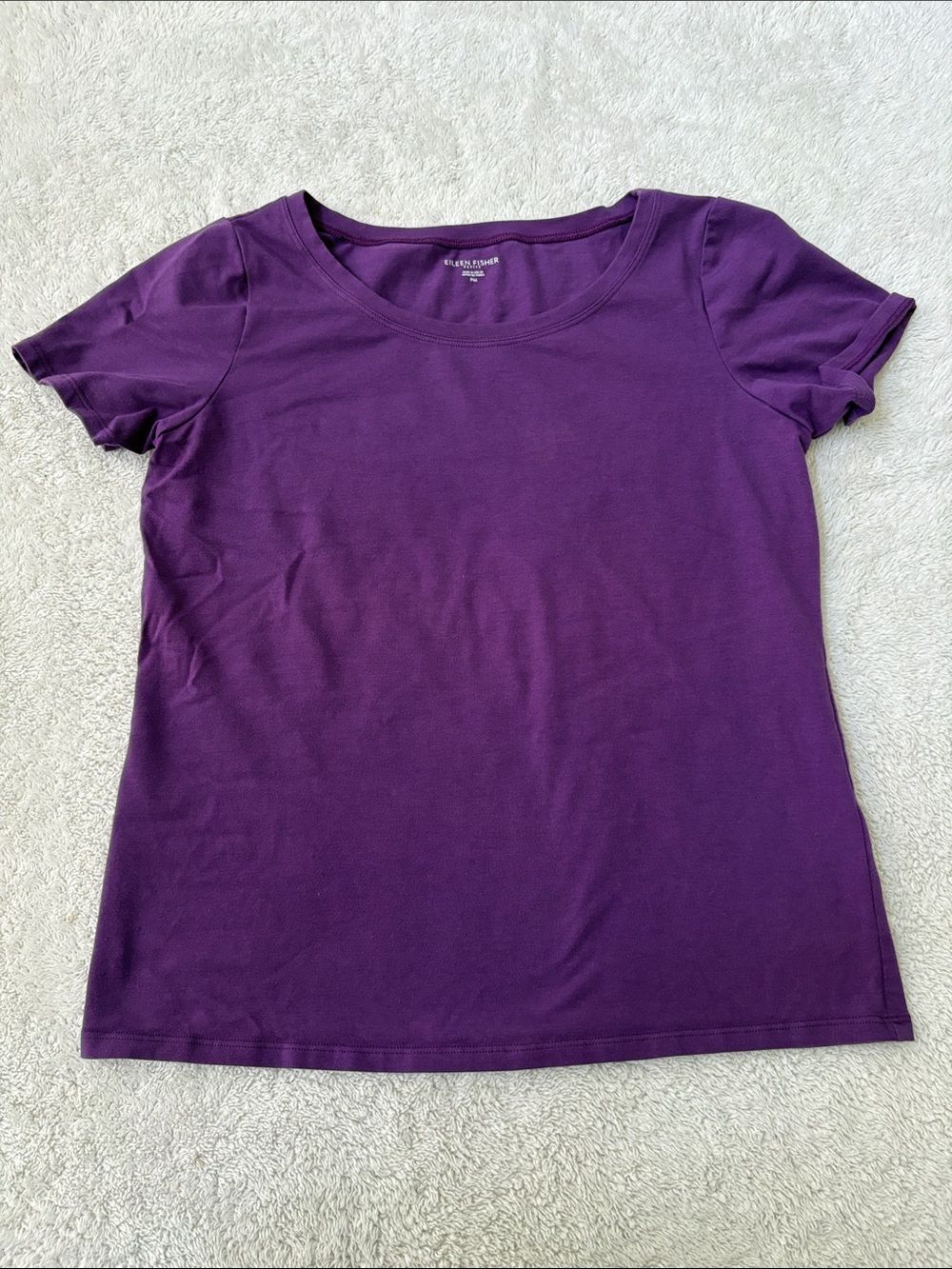 Eileen Fisher Purple Scoop Neck Short Sleeve Top